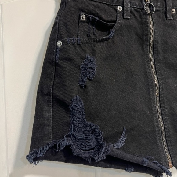 Carmar Black Mini Destroyed Jean Skirt with Front Up and Down Zipper - Picture 13 of 13